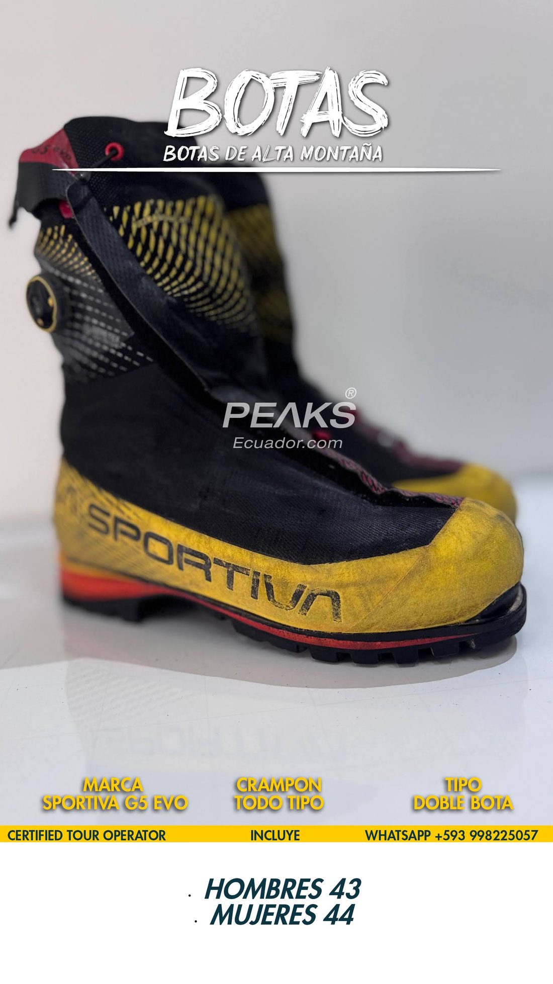 Botas La Sportiva G5 Evo · H 43 / M 44 — PEAKS Ecuador