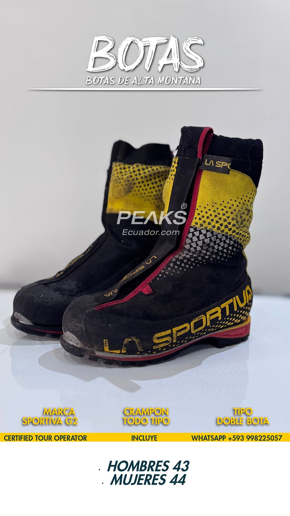 Botas La Sportiva G2 · H 43 / M 44 — PEAKS Ecuador