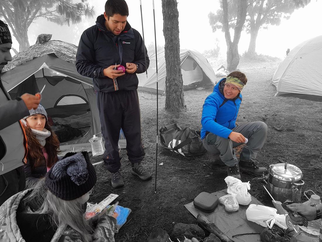 Cooking together at high camp